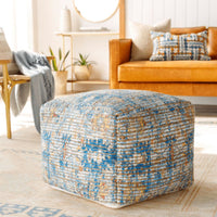 Coventry Yellow & Blue Floor Pouf