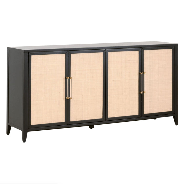 Hiland Black & Natural Rattan Media Sideboard