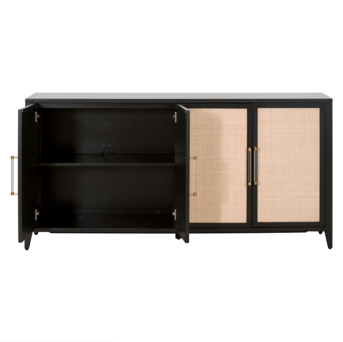 Hiland Black & Natural Rattan Media Sideboard