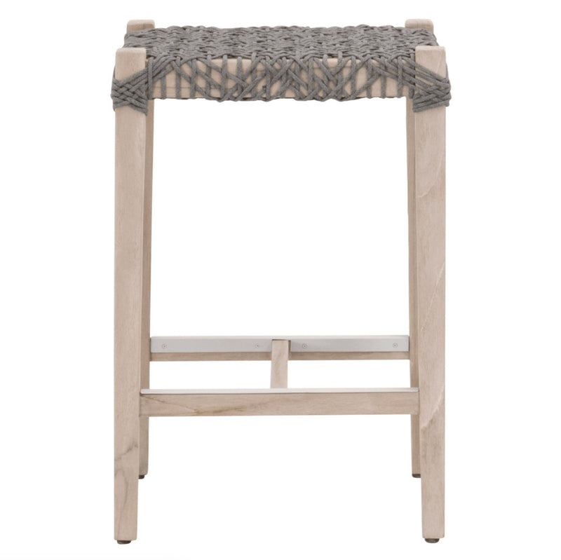 Cassie Gray Rope Outdoor Backless Counter Stool