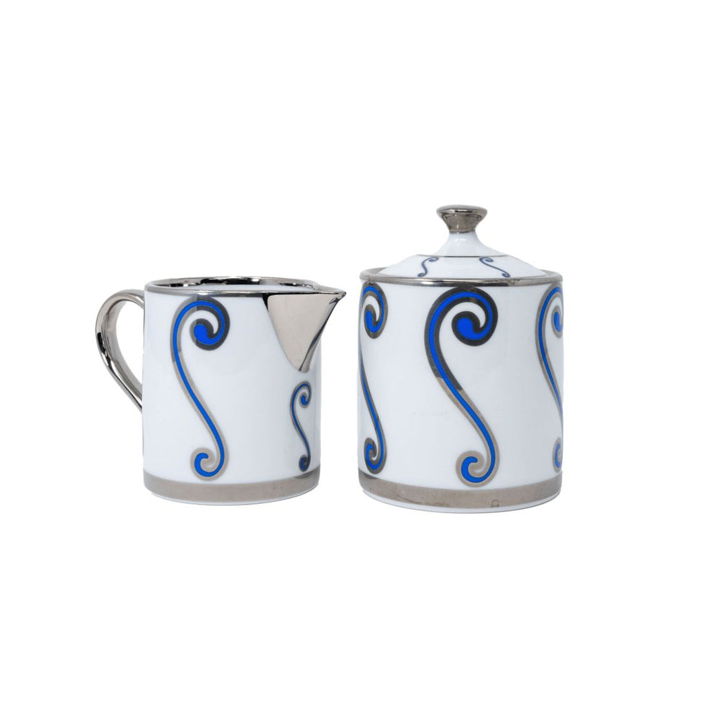 Something About Morocco Royal Blue Platinum Creamer Jug & Sugar Bowl Set