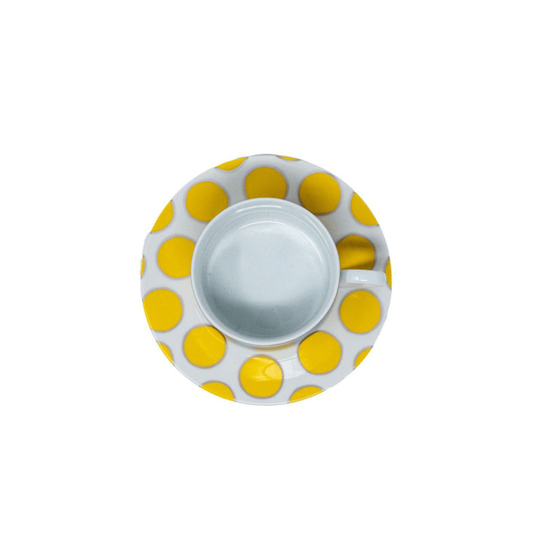 Dots Yellow Can Cup & Saucer Set
