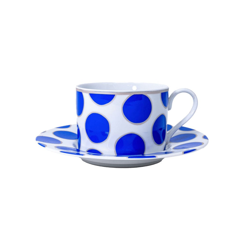 Dots Royal Blue Can Cup & Saucer Set