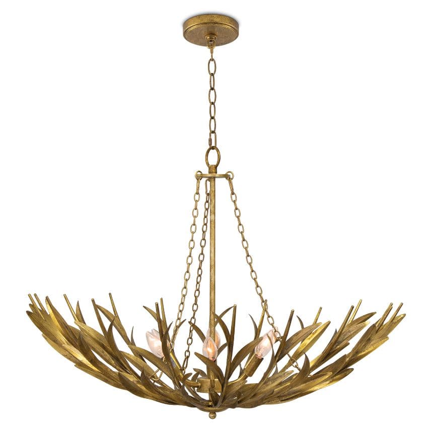 River Reed Gold Leaf Basin Chandelier