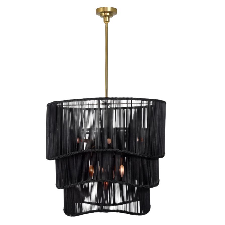 Nimes Black Rattan Drum Chandelier