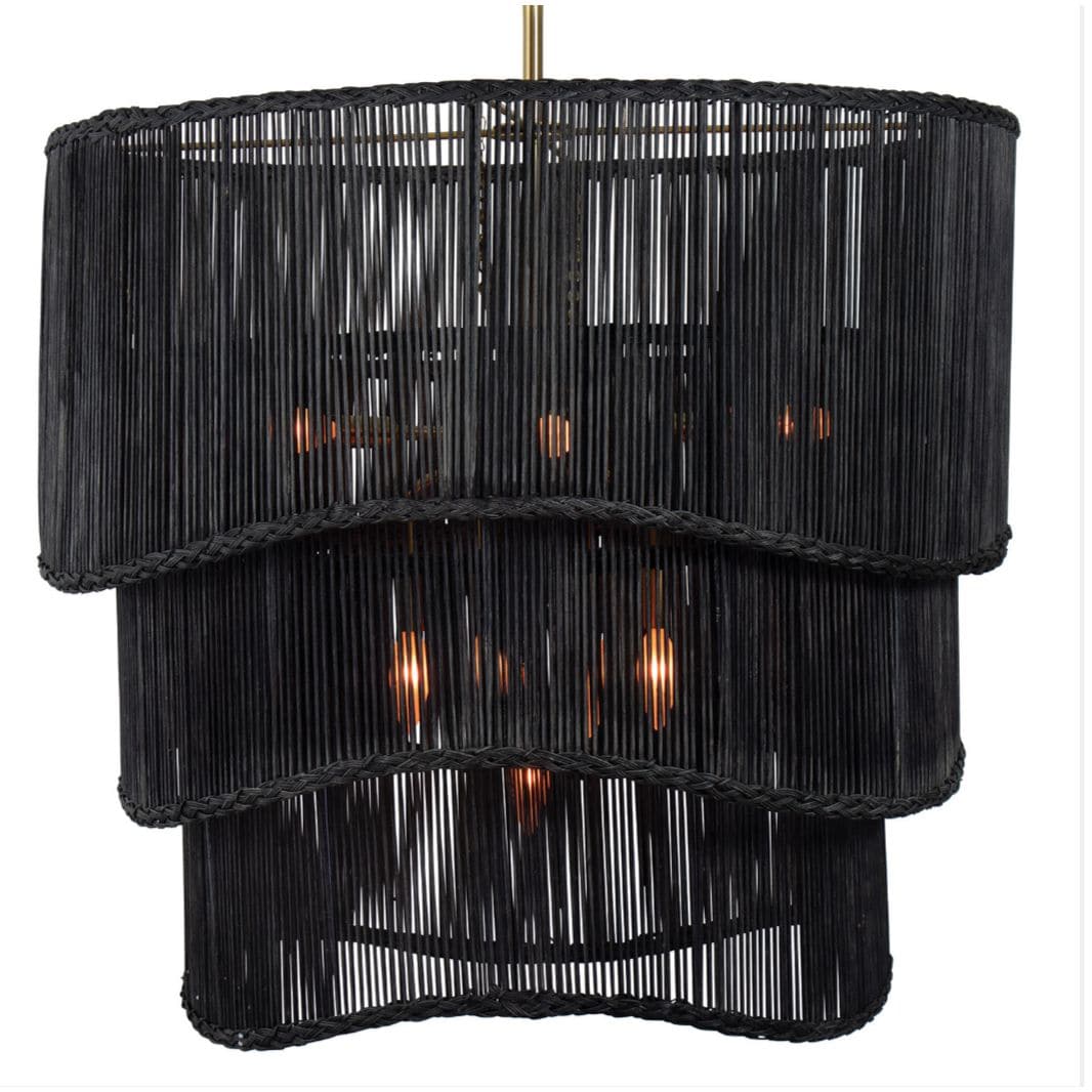 Nimes Black Rattan Drum Chandelier