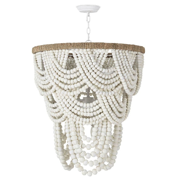 Lorelei Wood Bead Chandelier White