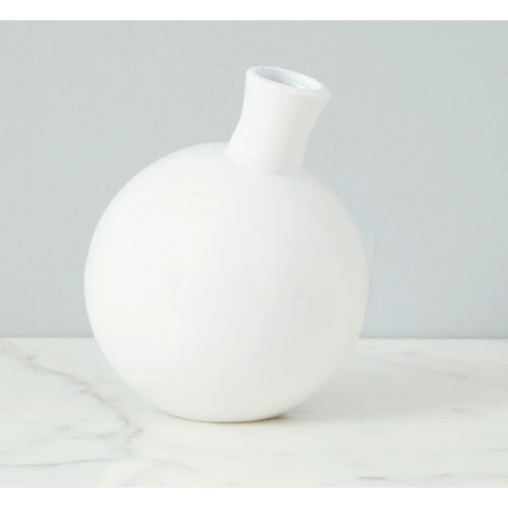White Single Flower Round Vase