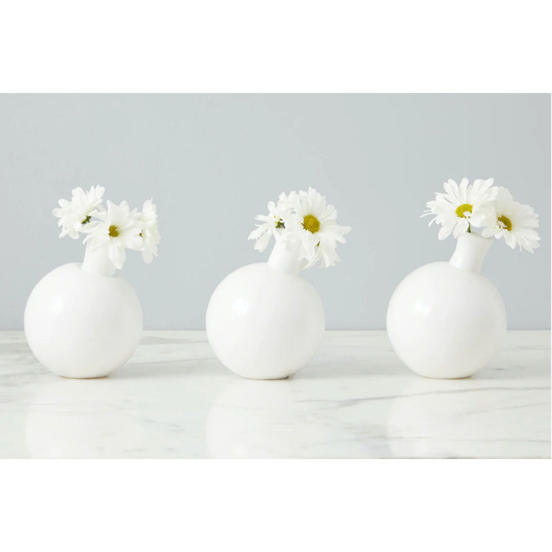 White Single Flower Round Vase