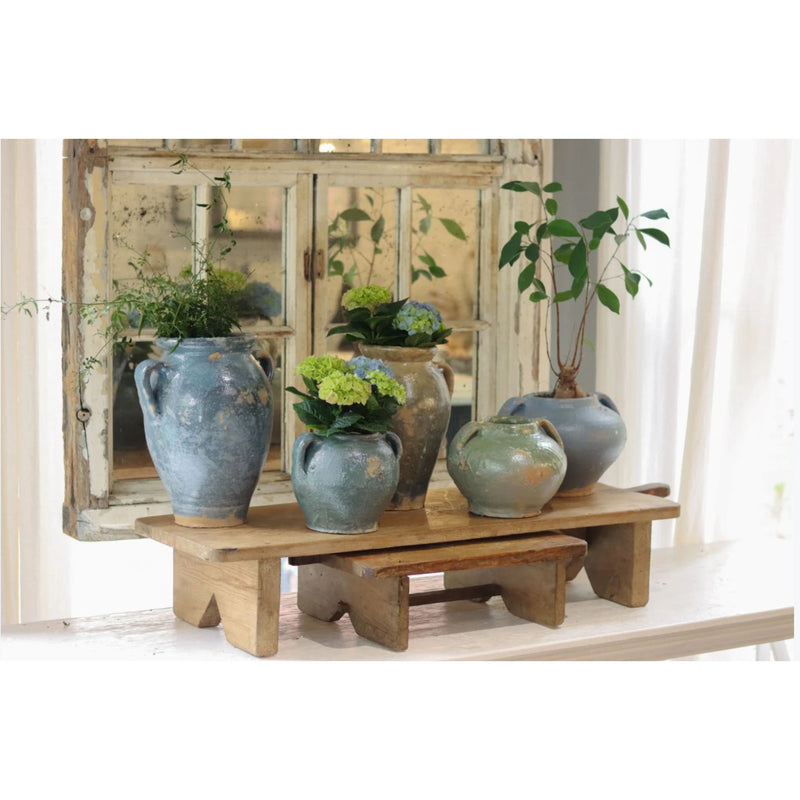 Tall Blue French Clay Pot