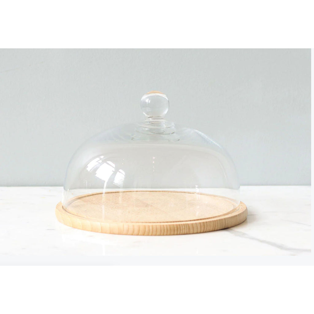 Medium Glass Dome with Wood Base