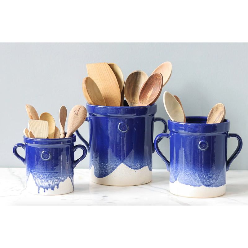 Blue Handthrown Pottery Crocks