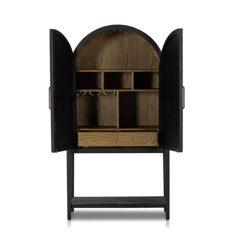 Tolson Black Drifted Oak Bar Cabinet