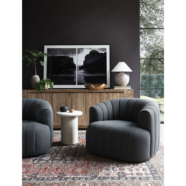 Elaina Boucle Charcoal Swivel Chair