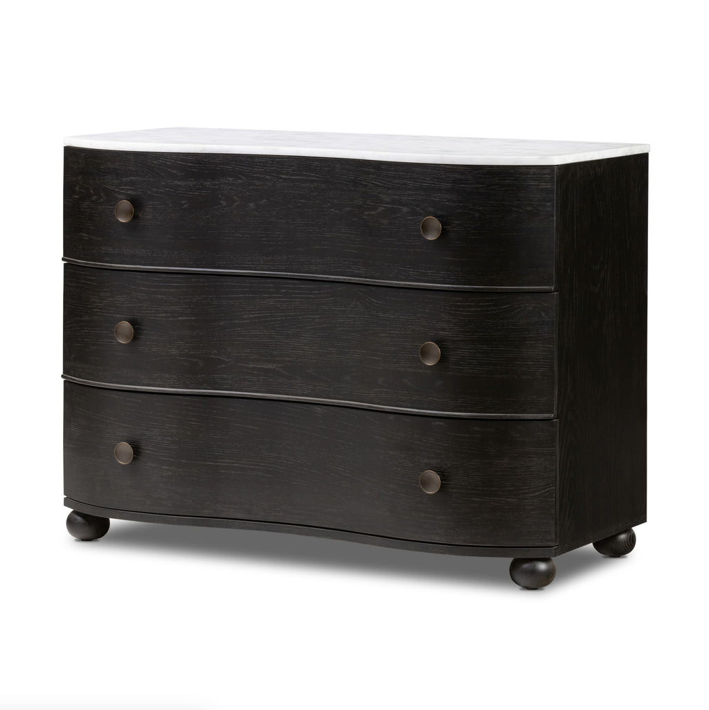 Tolson Distressed Black & Marble Chest