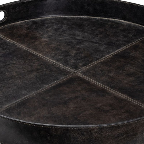 Derby Black Round Leather Tray