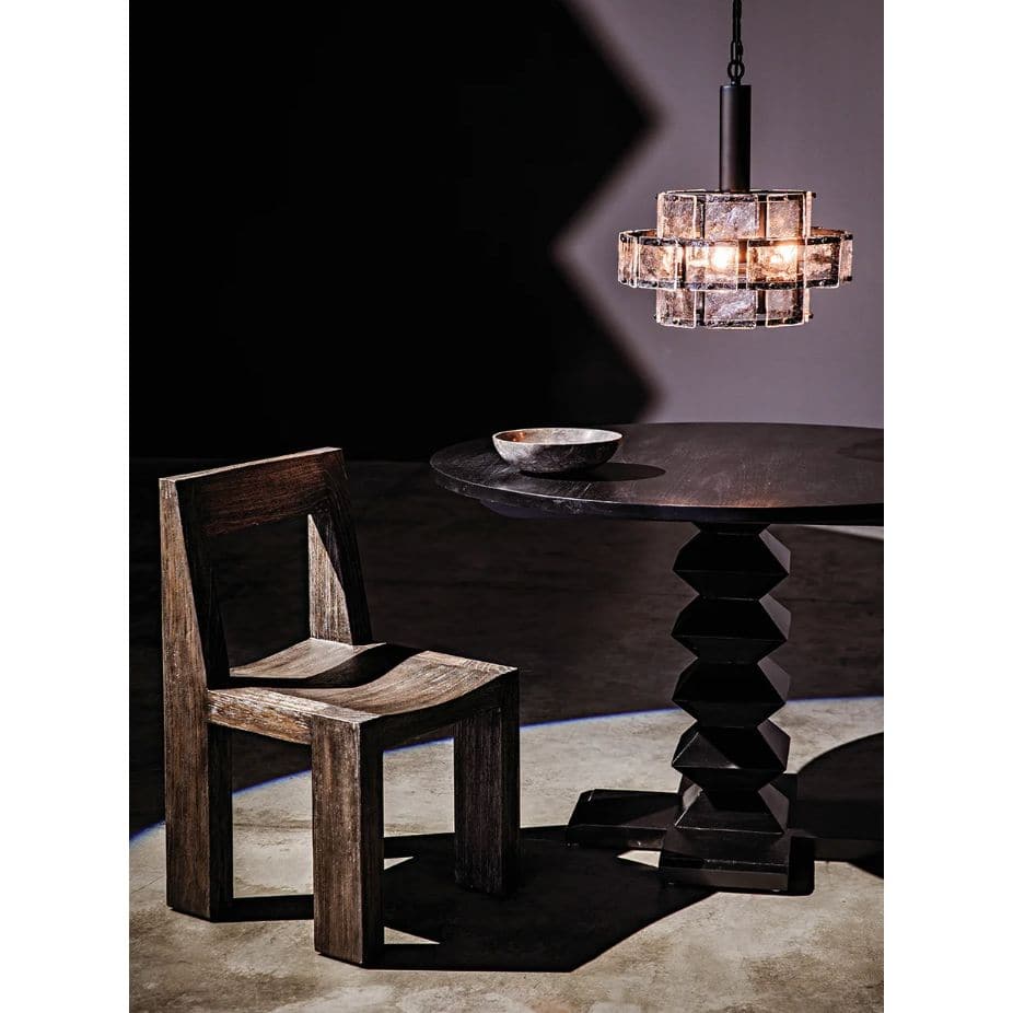 Zig-Zag Dining Table 48" Diameter Hand Rubbed Black