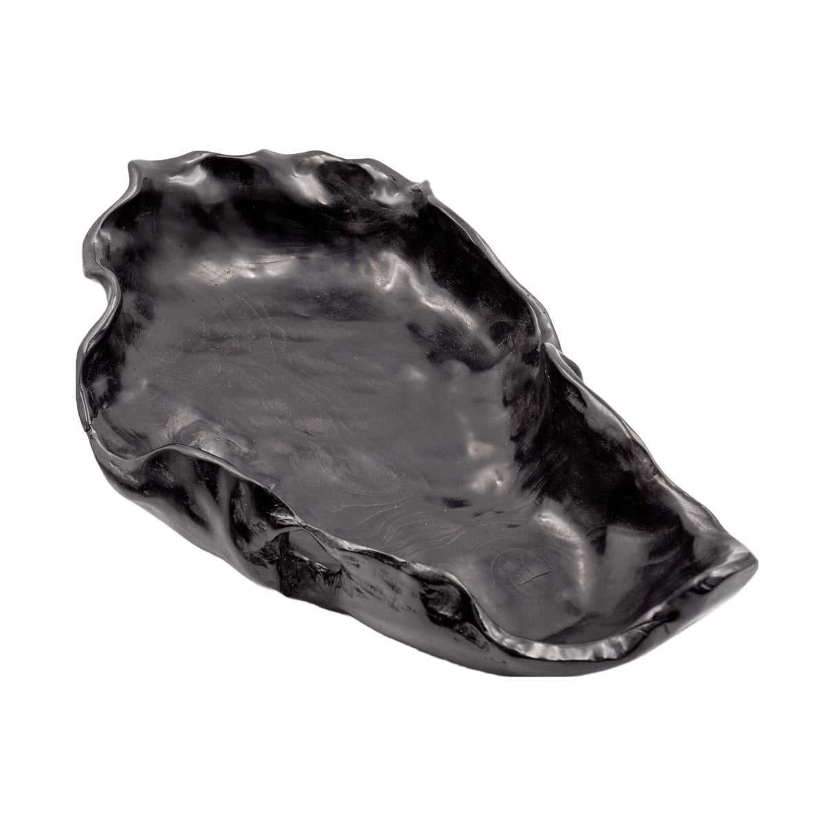 Large Black Teak Oyster Bowl