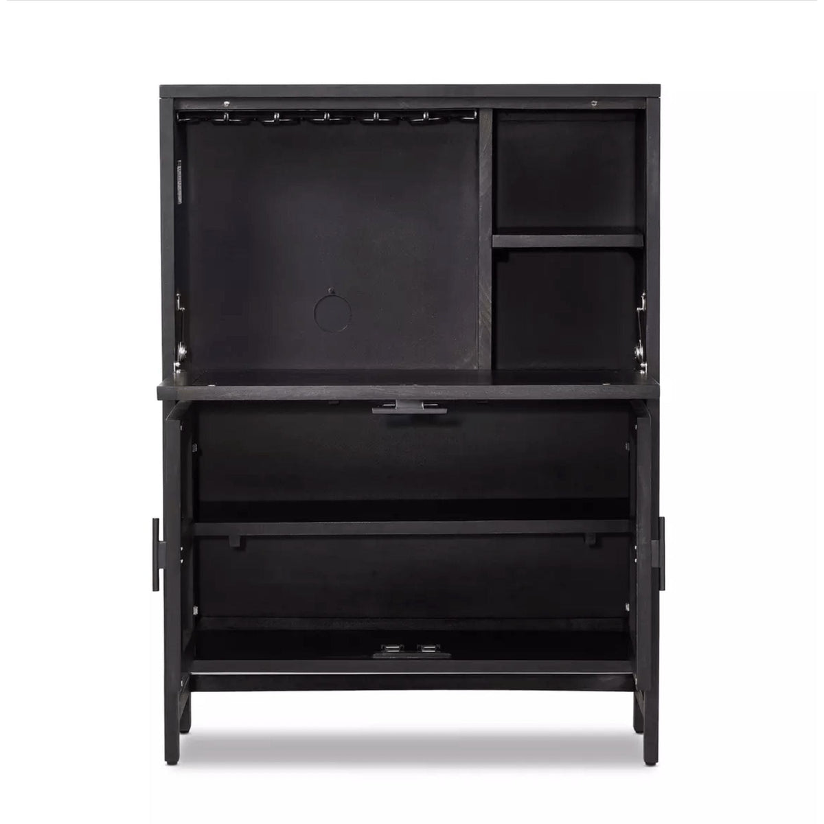 Cabot Black Cane Bar Cabinet