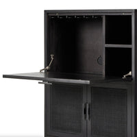 Cabot Black Cane Bar Cabinet