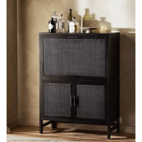 Cabot Black Cane Bar Cabinet