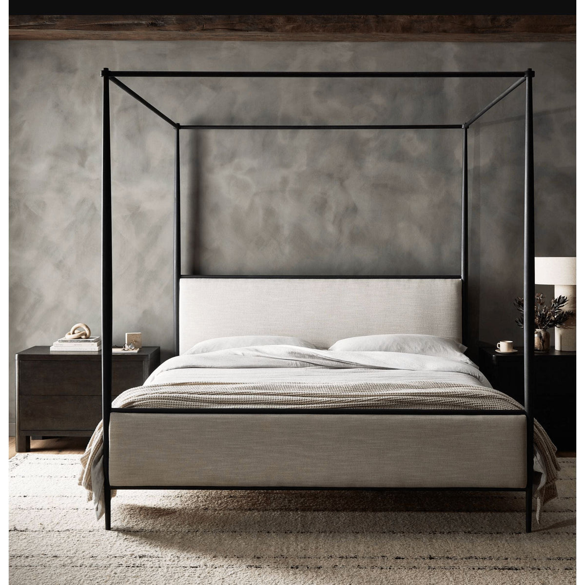 Flannigan Black & Cream Canopy Bed