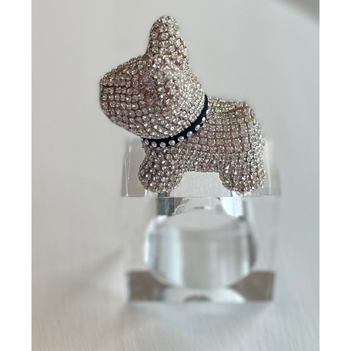 Silver Rhinestone Dog Napkin Ring