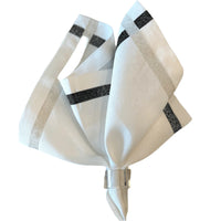 White With Black & Sliver Metallic Linen Napkin