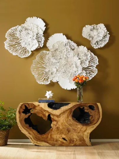 Ivory Metal Flower Wall Art, Large