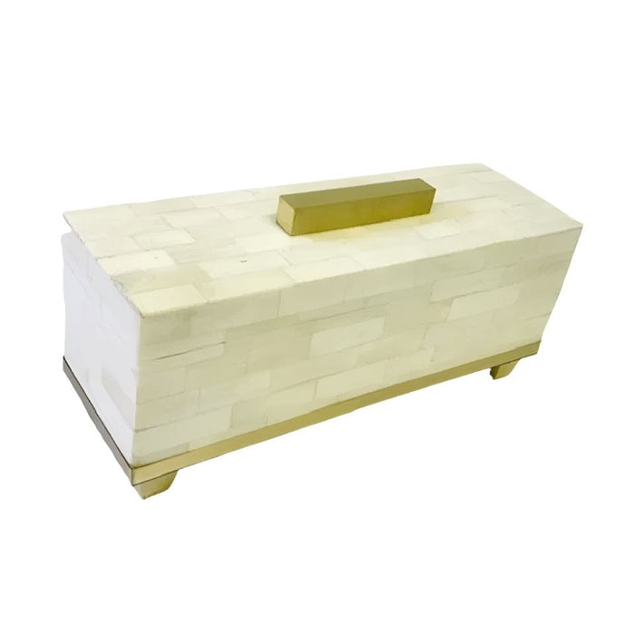 Bone & Brass Footed Bone Decorative Box