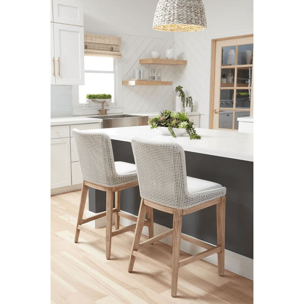 Mesh White Rope Counter Stool - Chair Side View | Bone & Brass