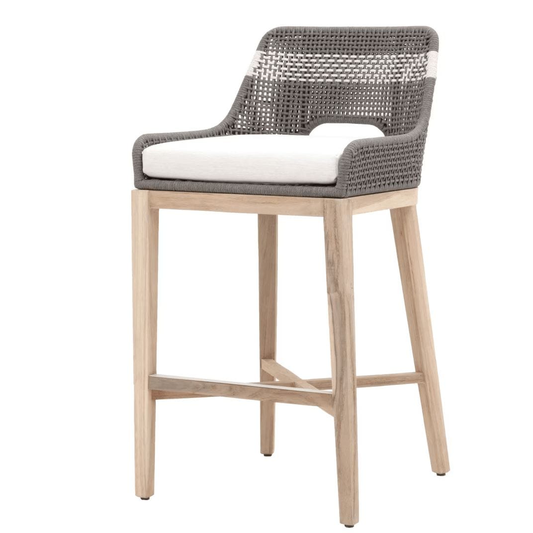 Tapestry Dove Gray Rope Outdoor Barstool