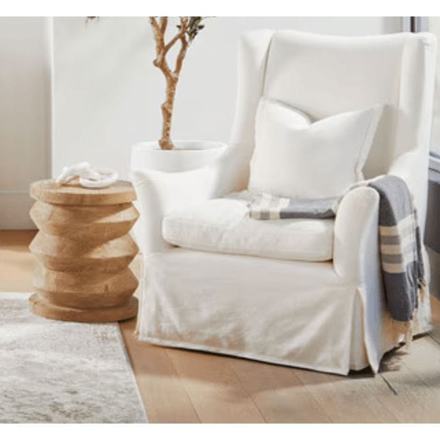 Otto Cream Crepe Swivel Club Chair