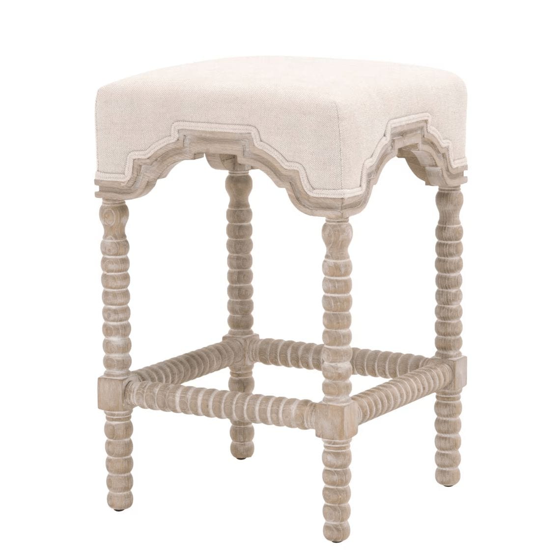 Rue Bisque French Linen Counter Stool