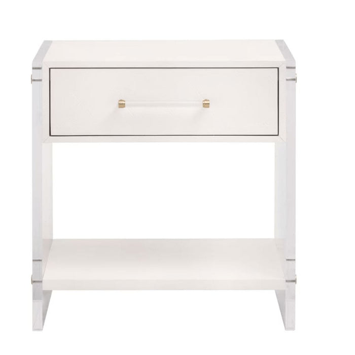 Sonia Pearl Shagreen & Lucite 1-Drawer Nightstand