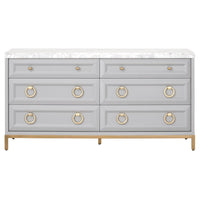 Azure Dove Gray & White Carrera 6-Drawer Double Dresser