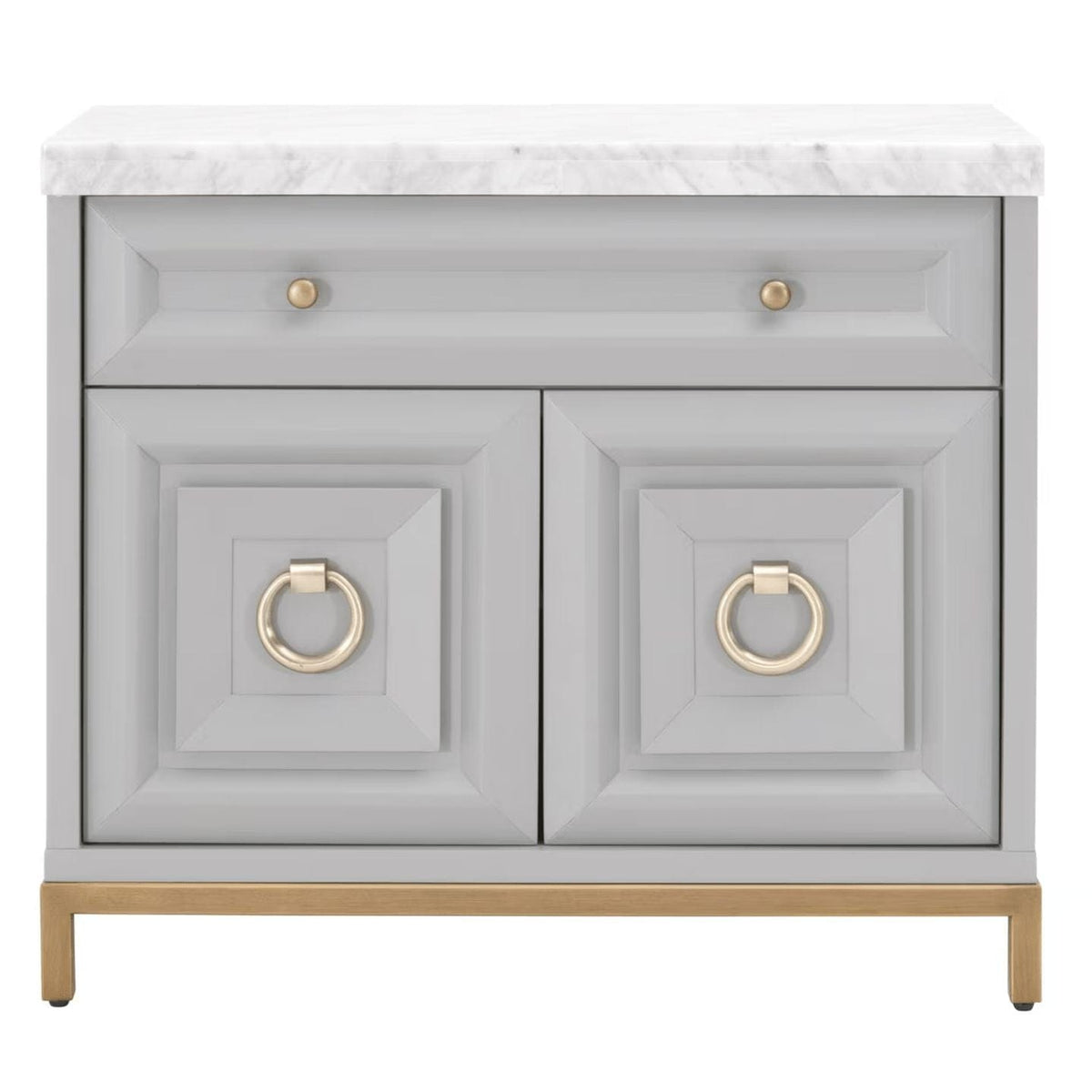 Azure Dove Gray & Carrera Marble Media Chest