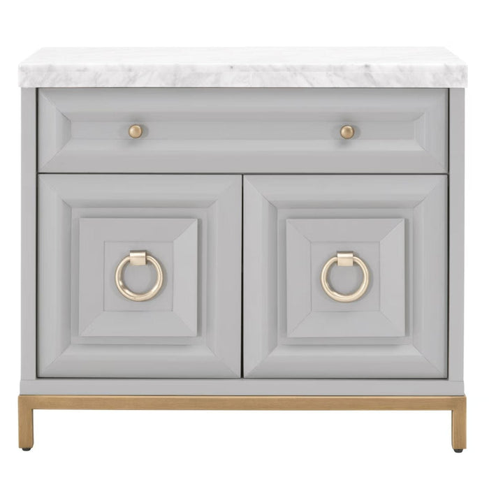 Azure Dove Gray & Carrera Marble Media Chest