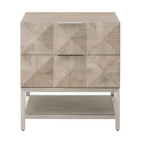 Atlas Gray Acacia & Stainless Steel 2-Drawer Nightstand