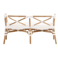 Palisades White & Natural Rattan Bench