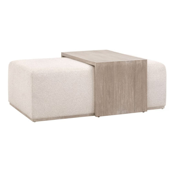 Dovetail Upholstered & Gray Wood Coffee Table