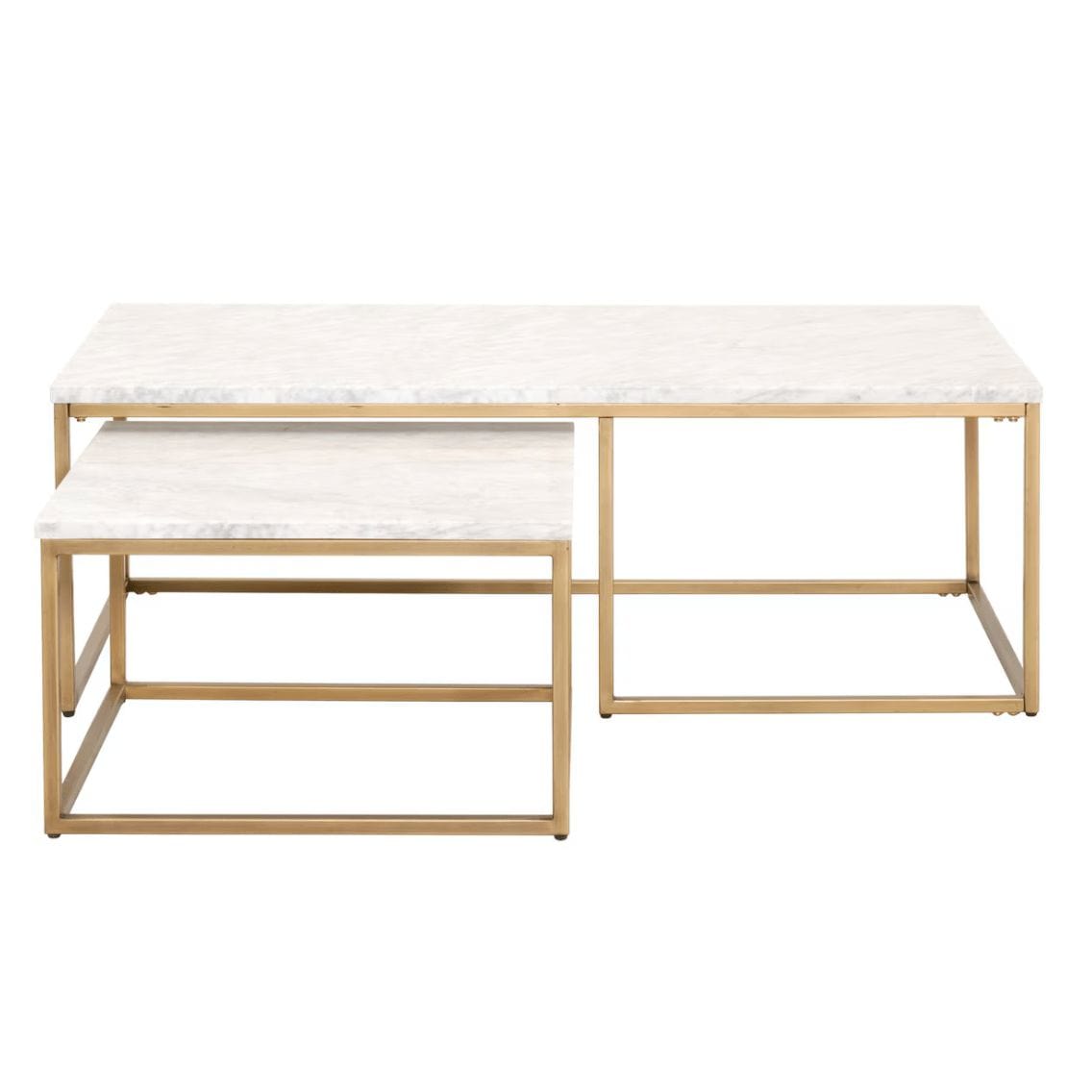 Carrera Marble & Brushed Gold Nesting Coffee Table