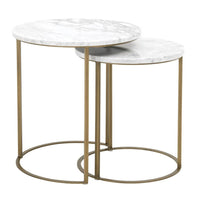 Carrera & Brushed Gold Round Nesting Accent Table