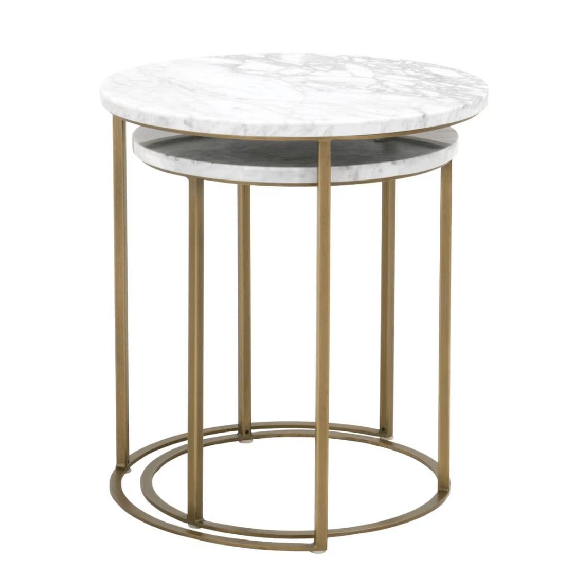 Carrera & Brushed Gold Round Nesting Accent Table