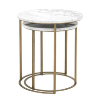 Carrera & Brushed Gold Round Nesting Accent Table