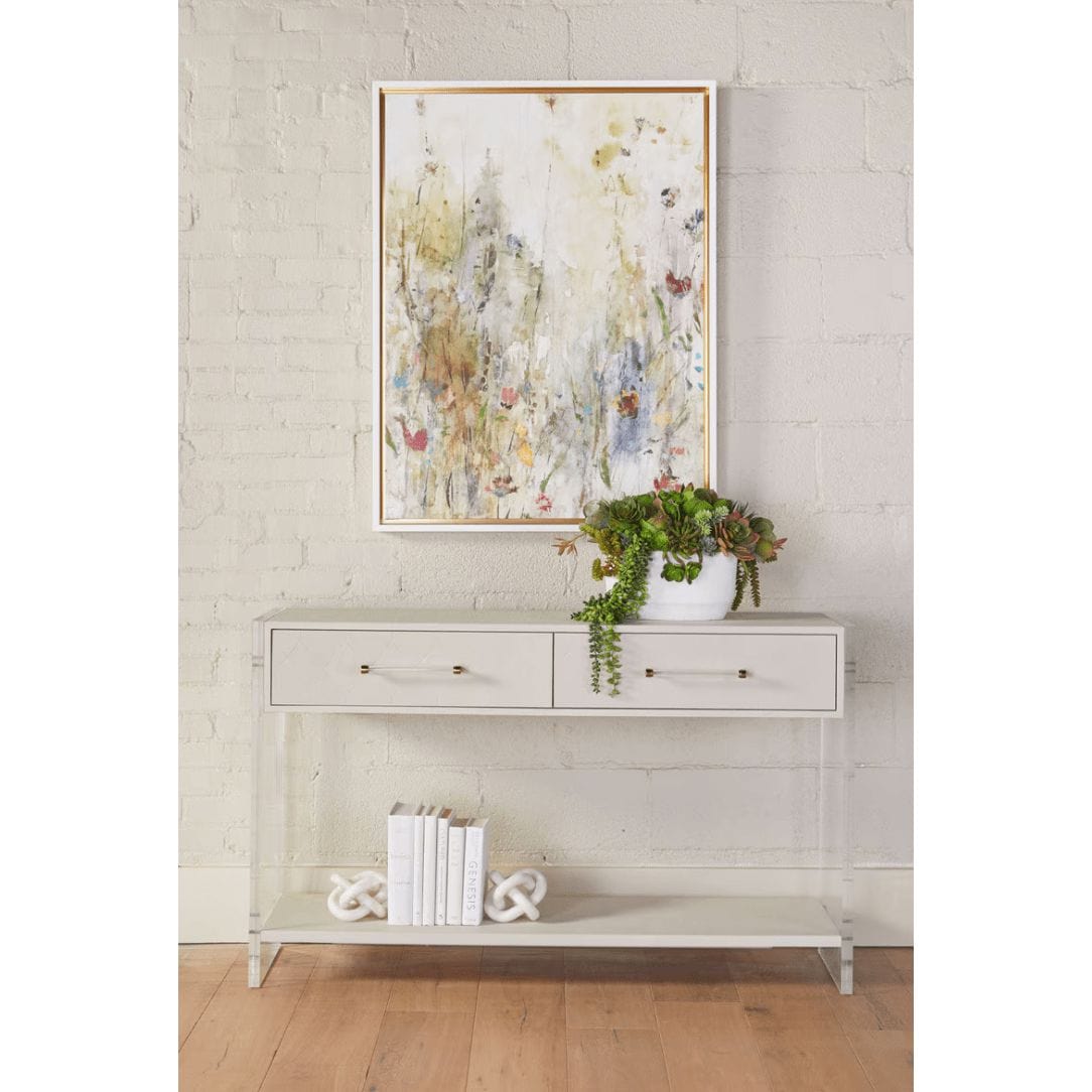 Sonia Pearl Shagreen & Lucite Console Table