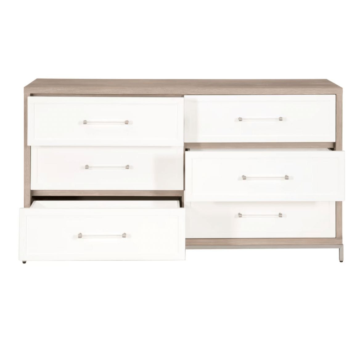 Wrenn Natural Gray & Matte White 6-Drawer Double Dresser