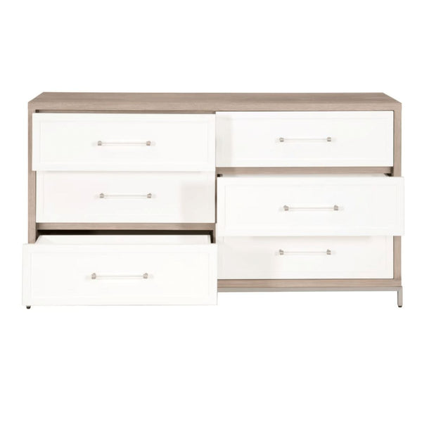 Wrenn Natural Gray & Matte White 6-Drawer Double Dresser