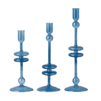 Sapphire Glass Candlestick Pair