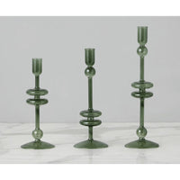 Emerald Glass Candlestick Pair